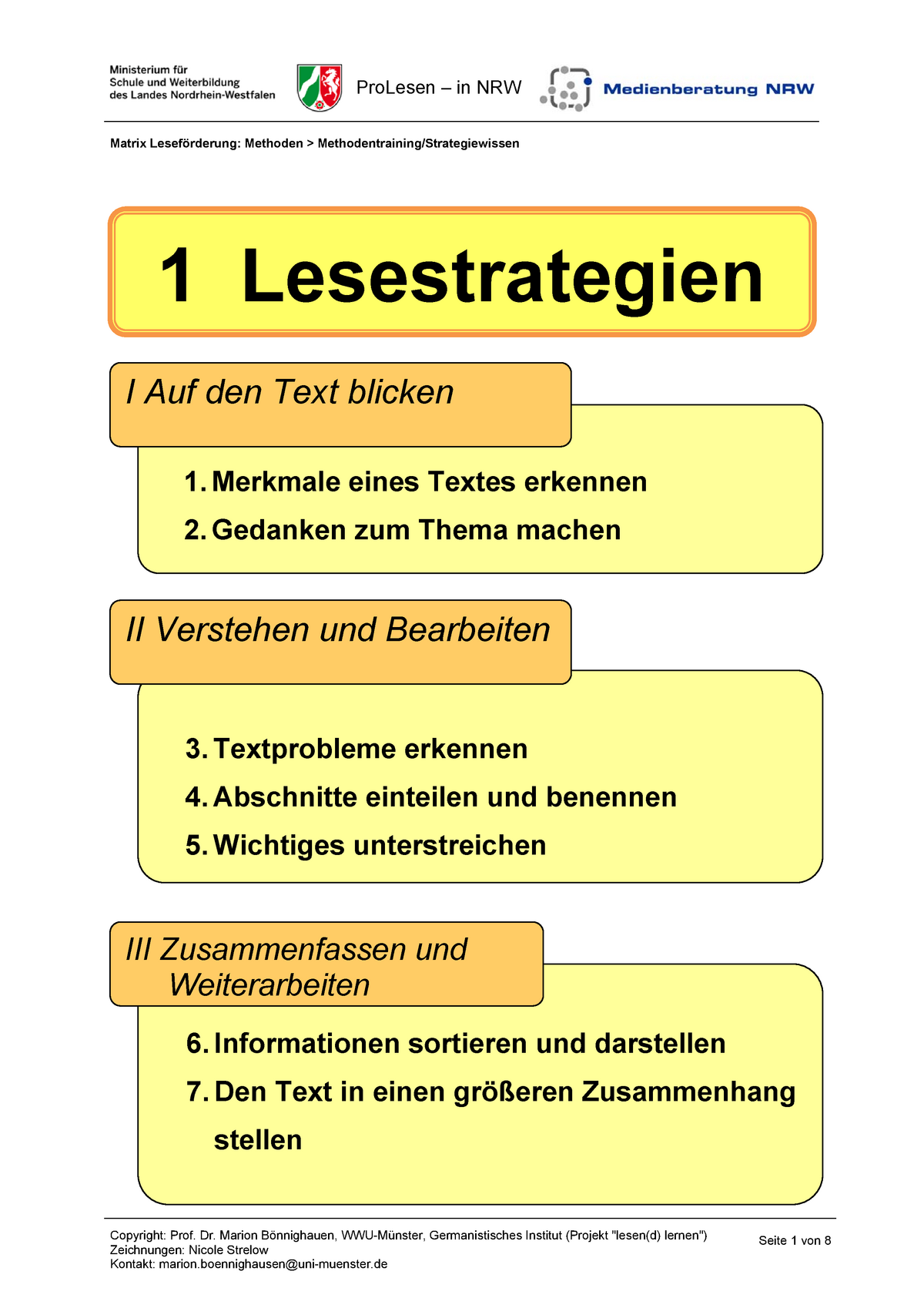 02 Uebersicht Lesestrategien - Matrix Leseförderung: Methoden ...