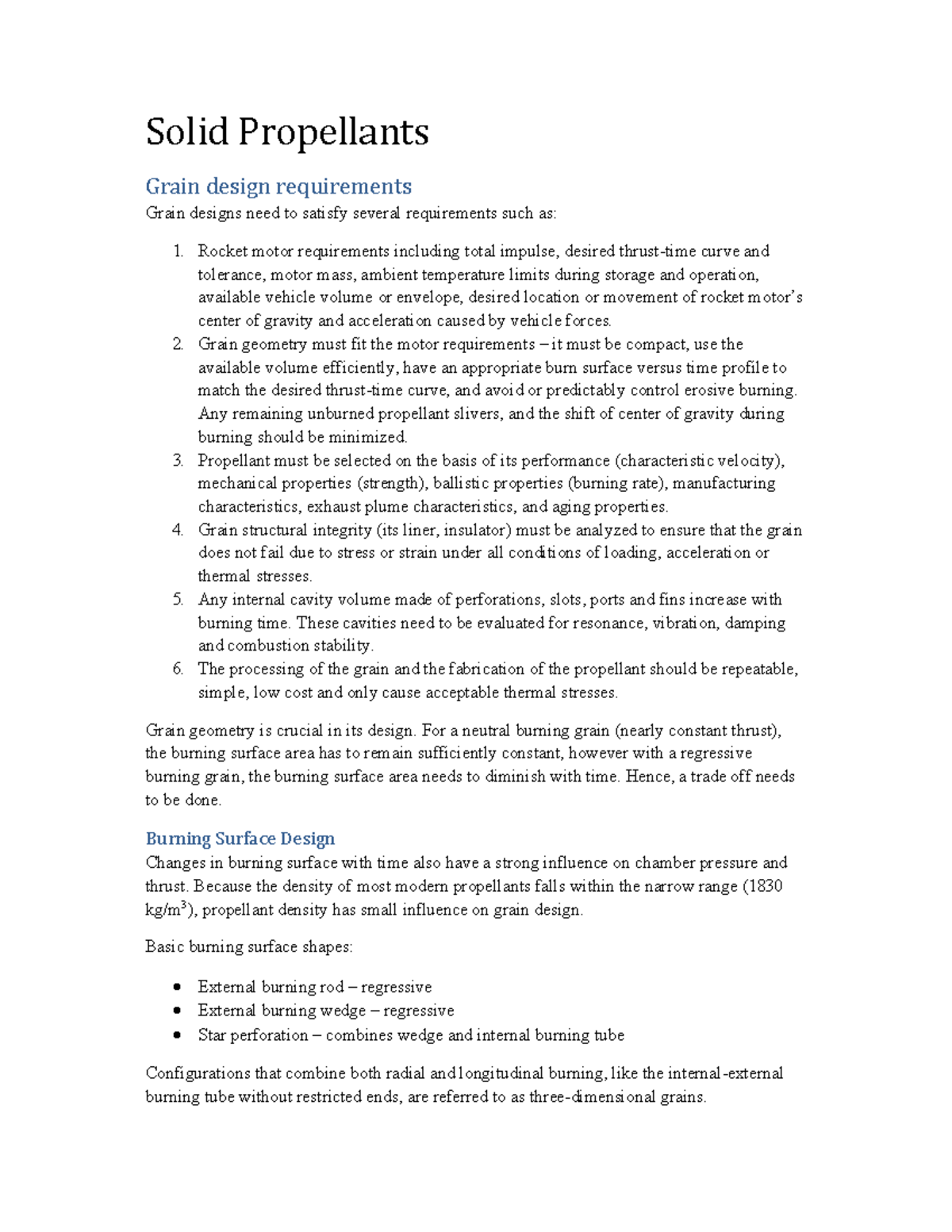 Solid propellants classification and properties Solid Propellants