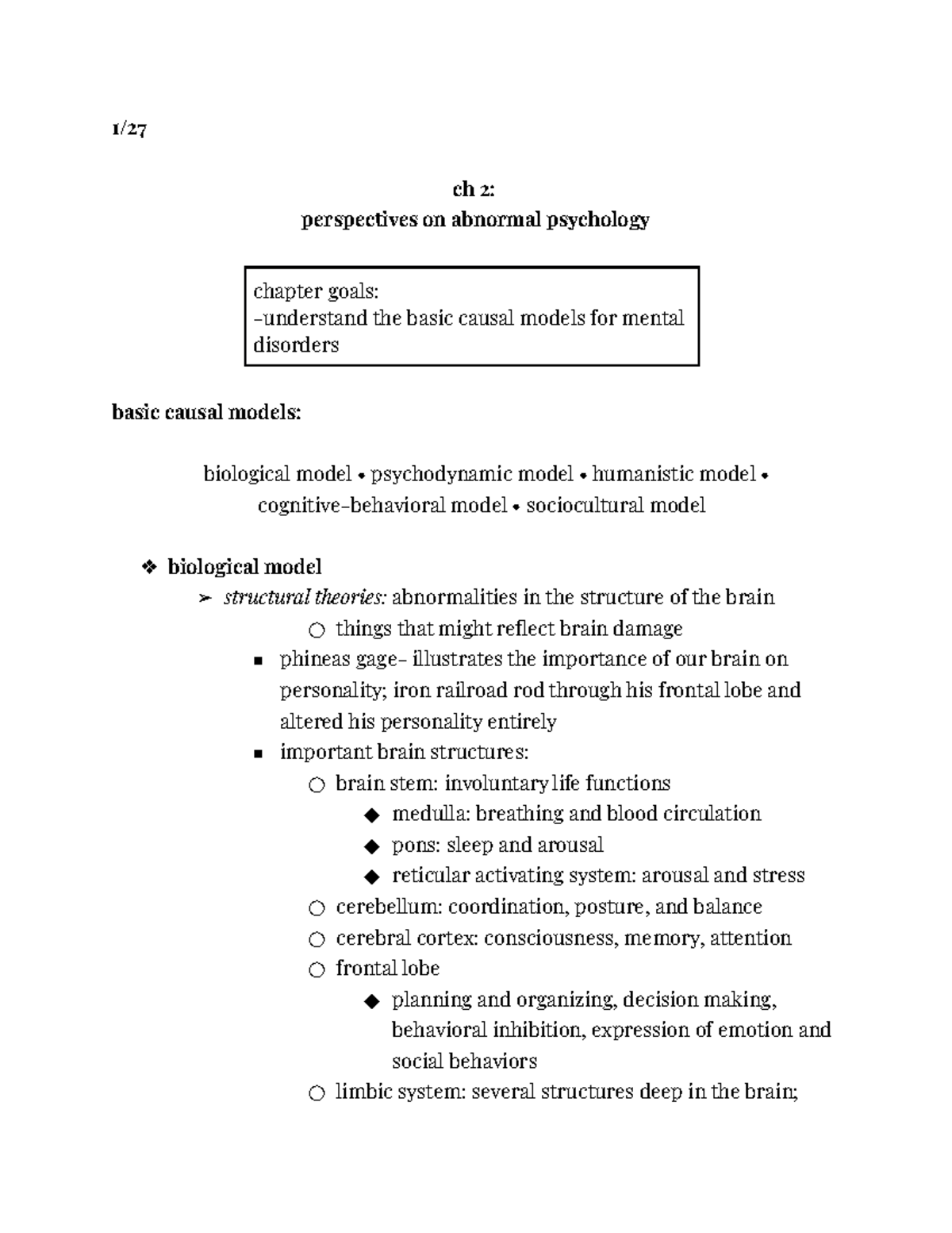Perspectives on Abnormal Psychology - 1/ ch 2: perspectives on abnormal ...