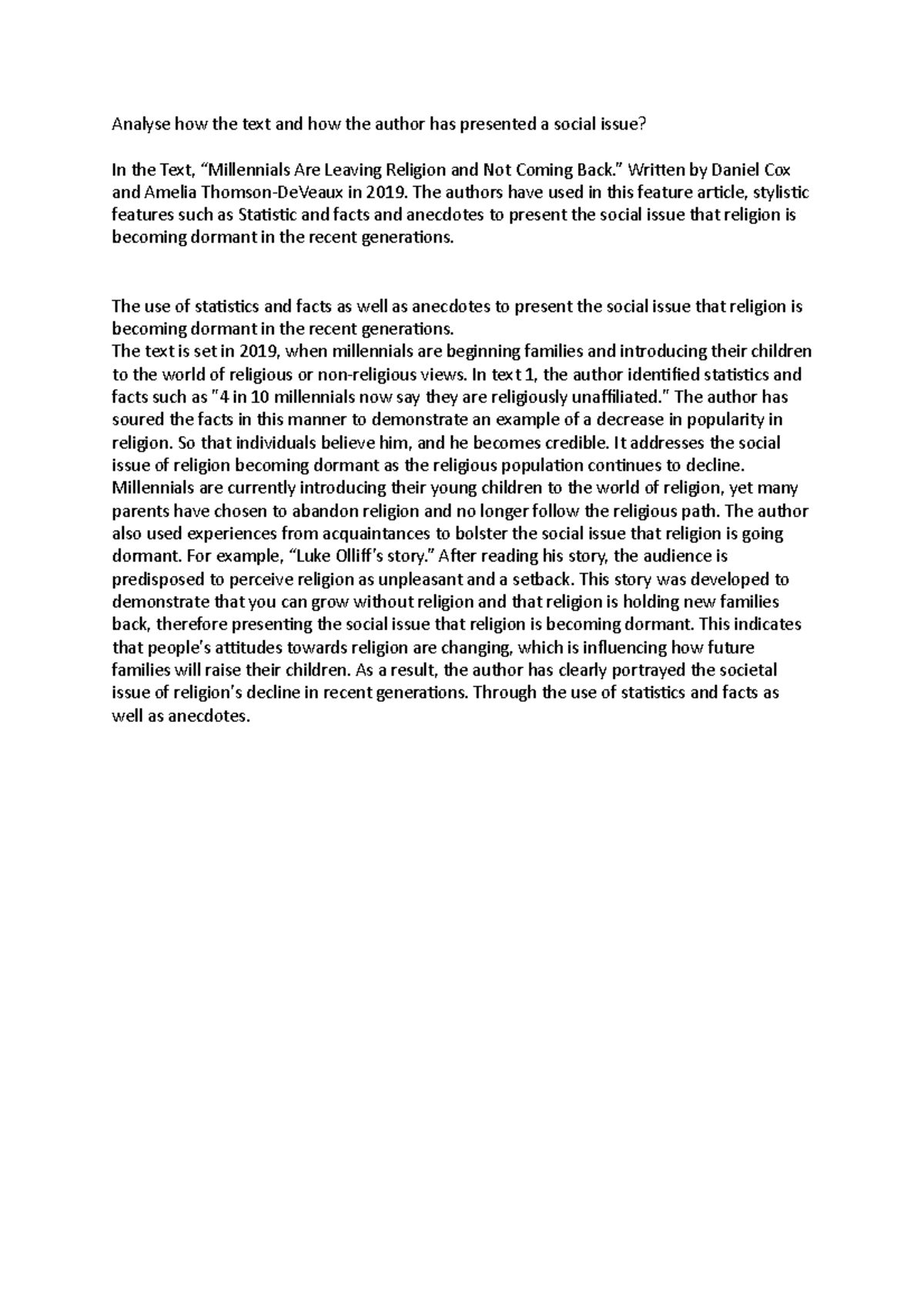 Interpretive text - Analyse how the text and how the author has ...