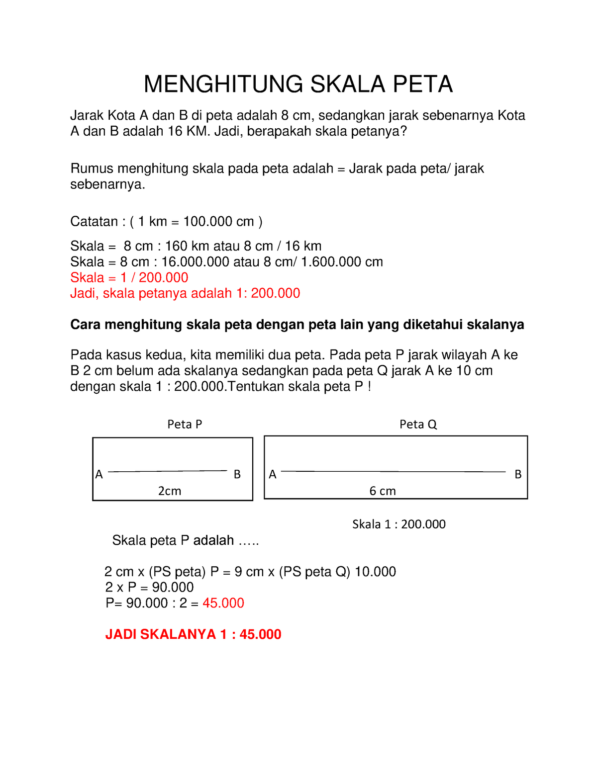 Menghitung Skala PETA - MENGHITUNG SKALA PETA Jarak Kota A Dan B Di ...