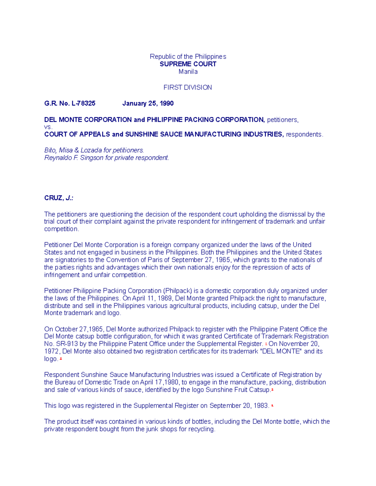 Del Monte v. CA, 1990 happy bvirthaday Republic of the Philippines