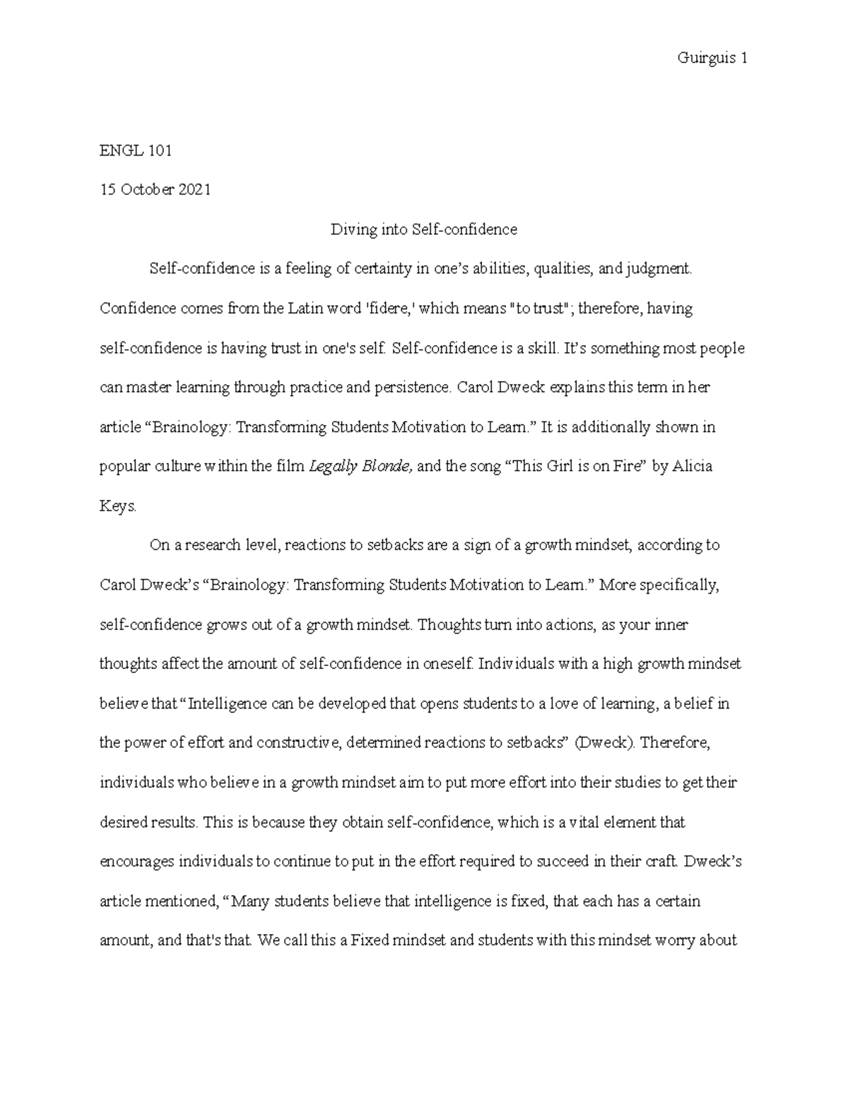 definition essay on confidence