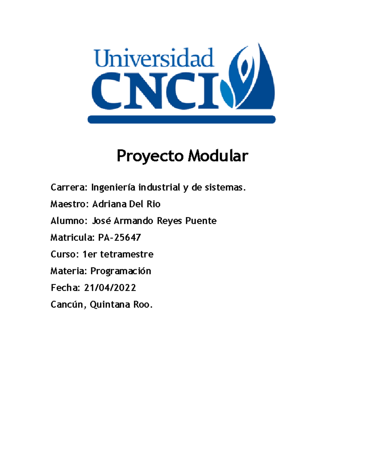 Proyecto Modular Mecanica Clasica - Proyecto Modular Carrera 