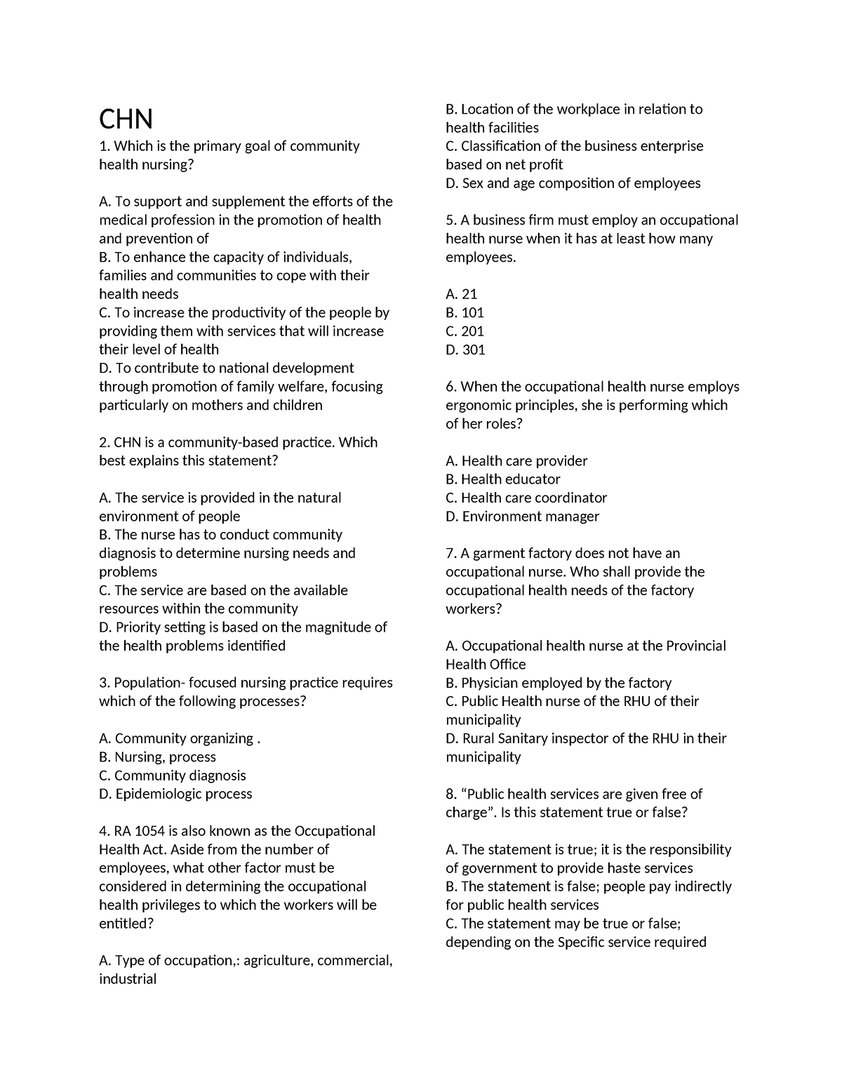 CHN - Study Well - CHN Which Is The Primary Goal Of Community Health ...