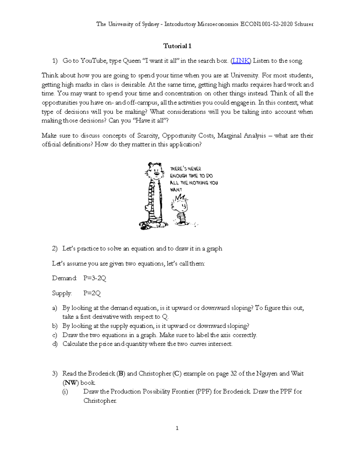 Econ1001 S2 2020 Tutorial 1 - The University of Sydney - Introductory ...