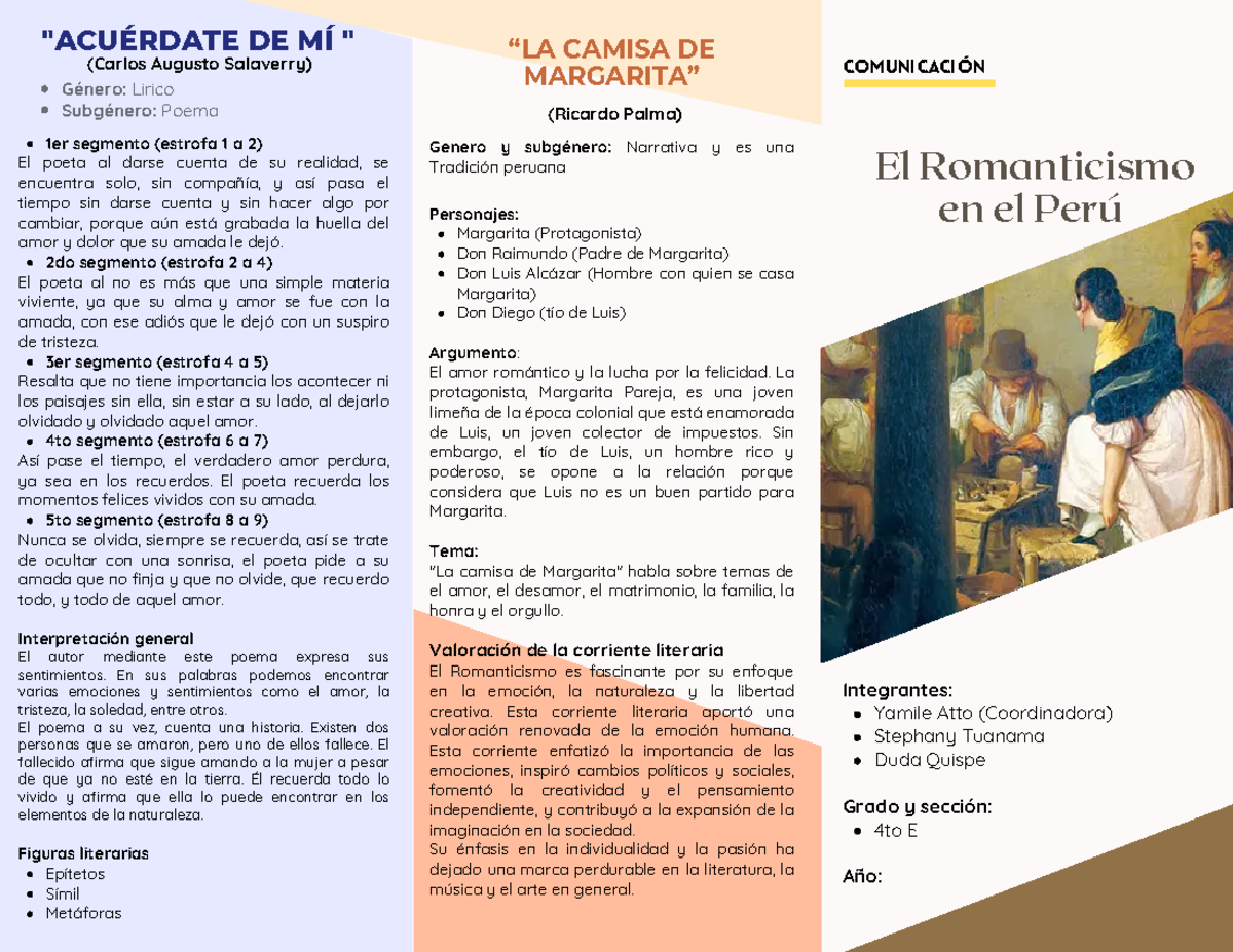 El romanticismo en el Peru - El Romanticismo en el Perú Yamile Atto