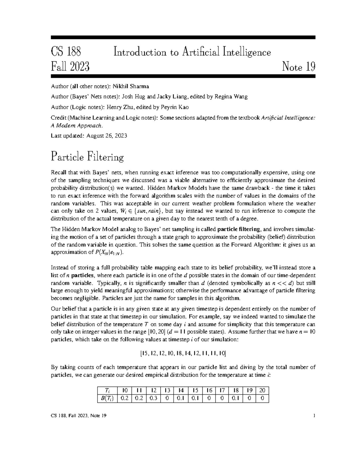 Cs188 fa23 note19 2 physics notes for thermodynamics CS 188 Introduction to Artificial Studocu