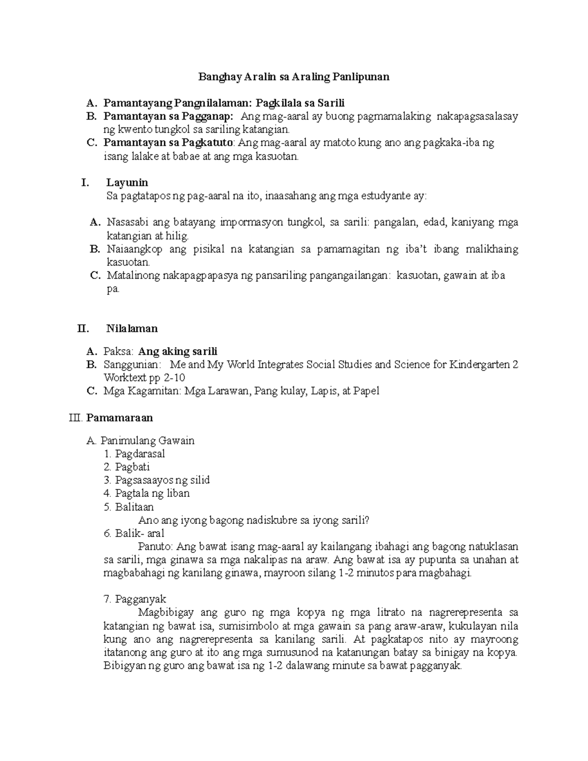 Lesson PLAN (Wenlab D. Angeles) - Banghay Aralin Sa Araling Panlipunan ...