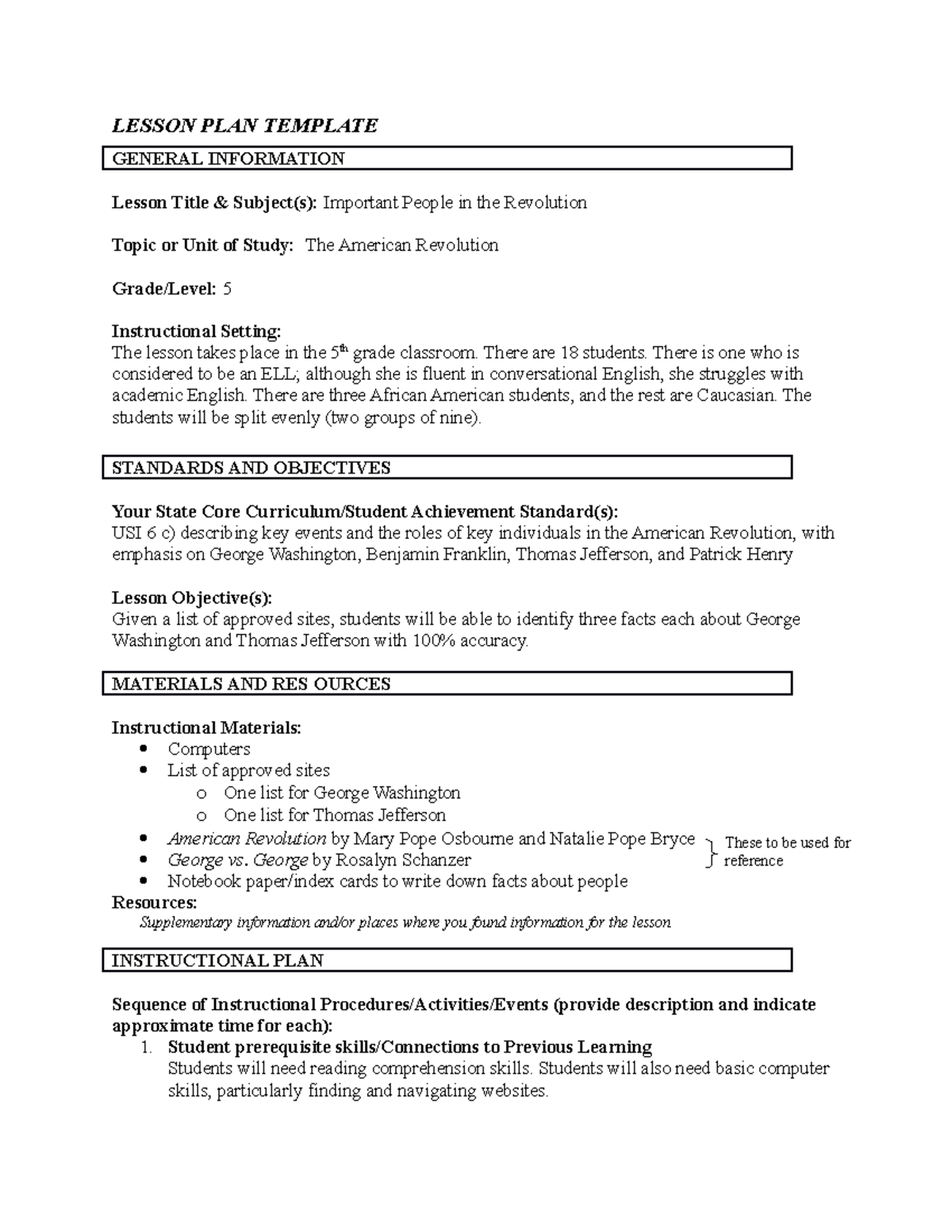 -Week 2 Day 2- LESSON PLAN TEMPLATE GENERAL INFORMATION Lesson Title ...