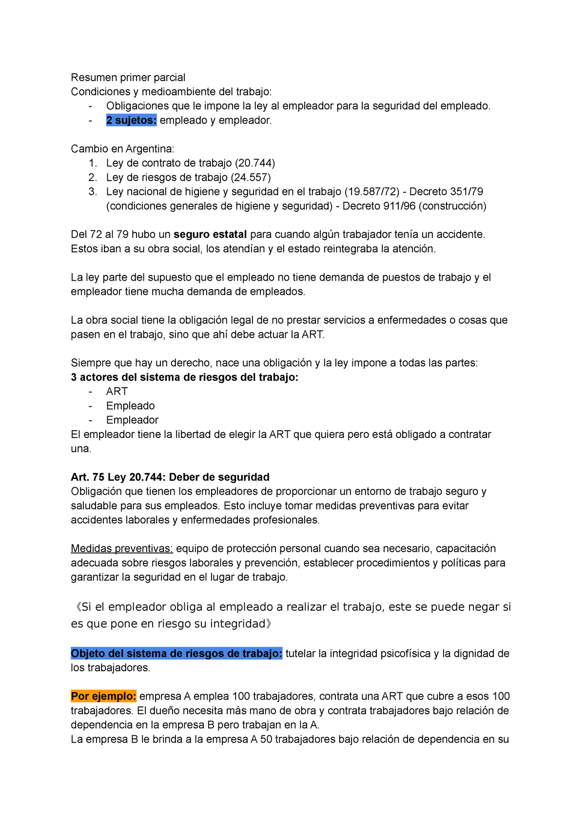 Resumen Cymat Parcial Resumen Primer Parcial Condiciones Y Medioambiente Del Trabajo