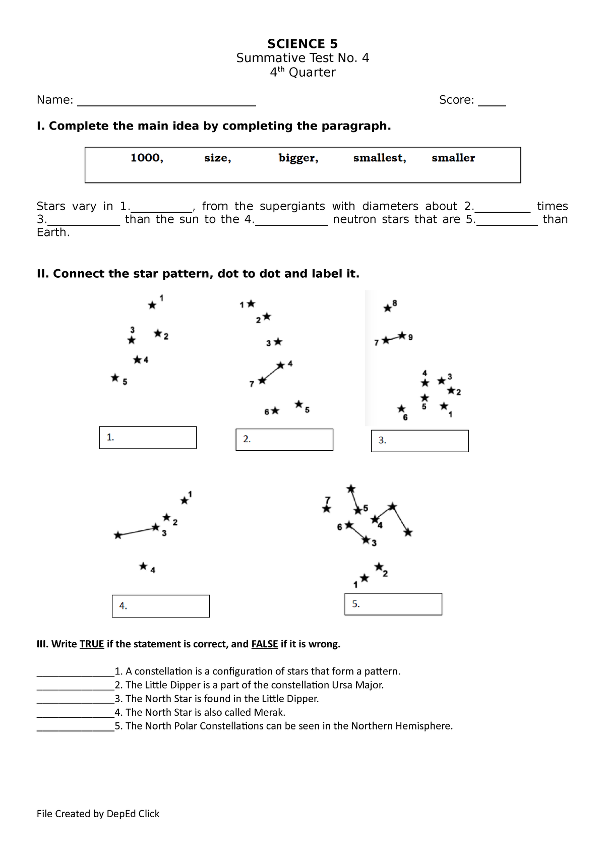 Science 5 ST4 Q4 - Good Luck.ctto - SCIENCE 5 Summative Test No. 4 4 Th ...