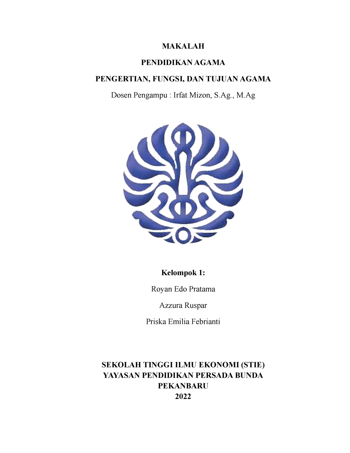 Kel 1 Makalah Agama - MAKALAH PENDIDIKAN AGAMA PENGERTIAN, FUNGSI, DAN ...