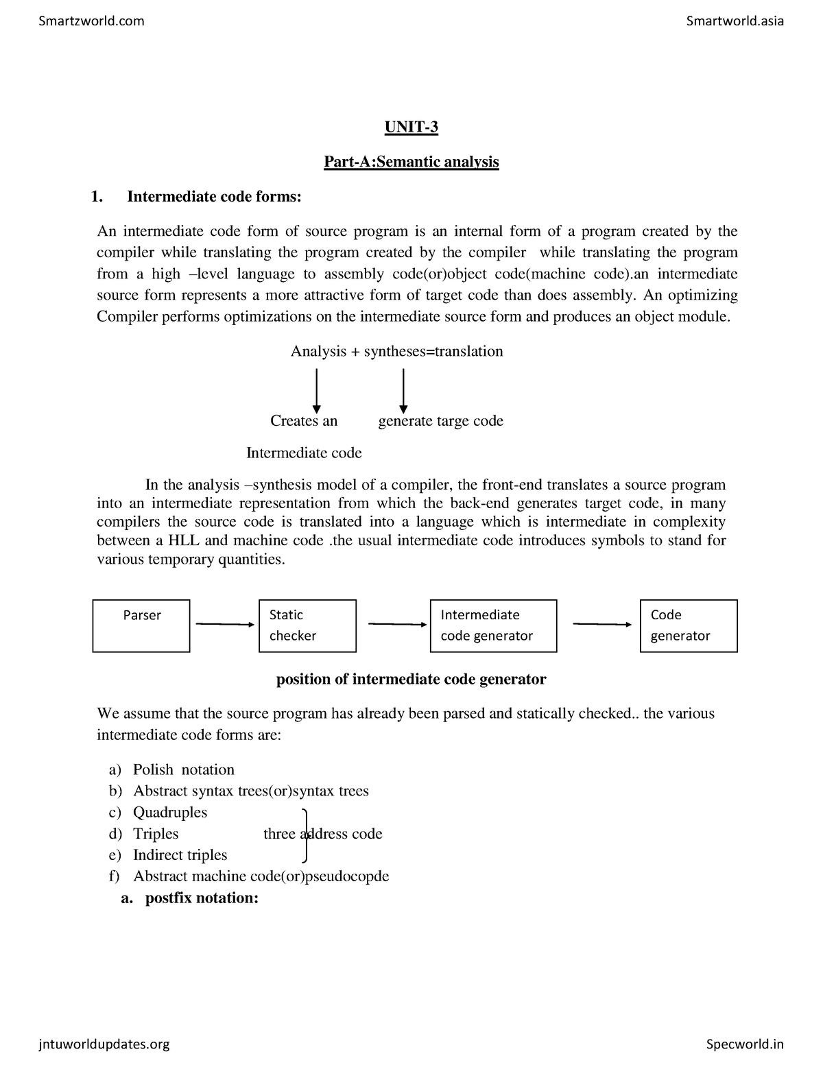 Compiler Design U3 - It Is Very Helpful For Revision - UNIT- Part-A ...