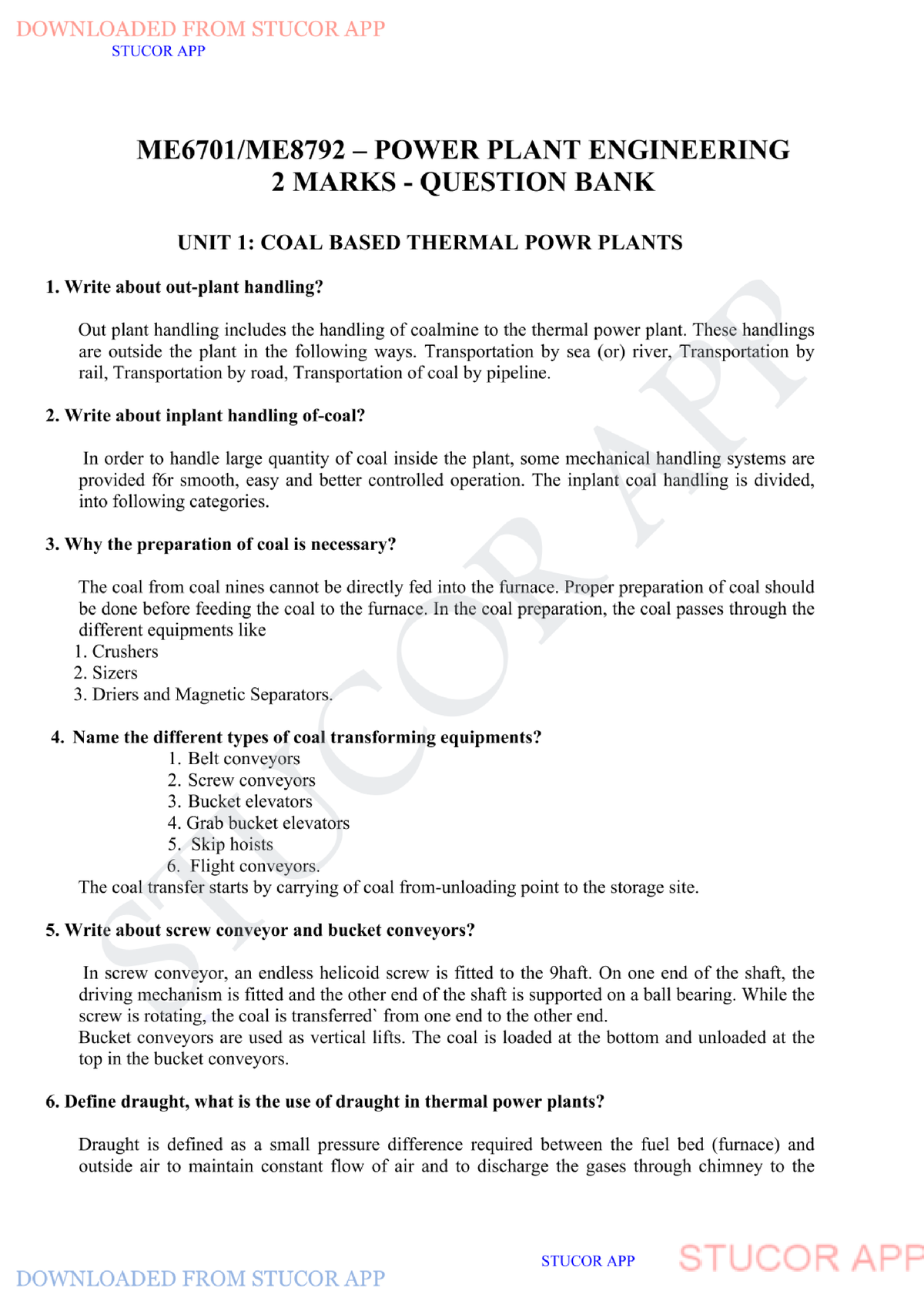 Stucor ME8792-BH - Basic Power Plant Engineering - (a) Air Cooled ...