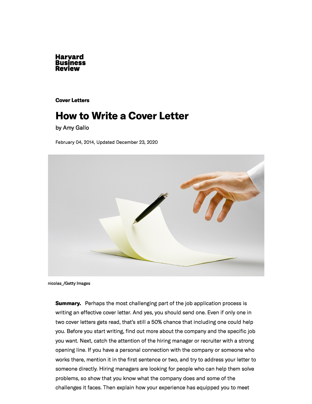 how to write a cover letter by amy gallo