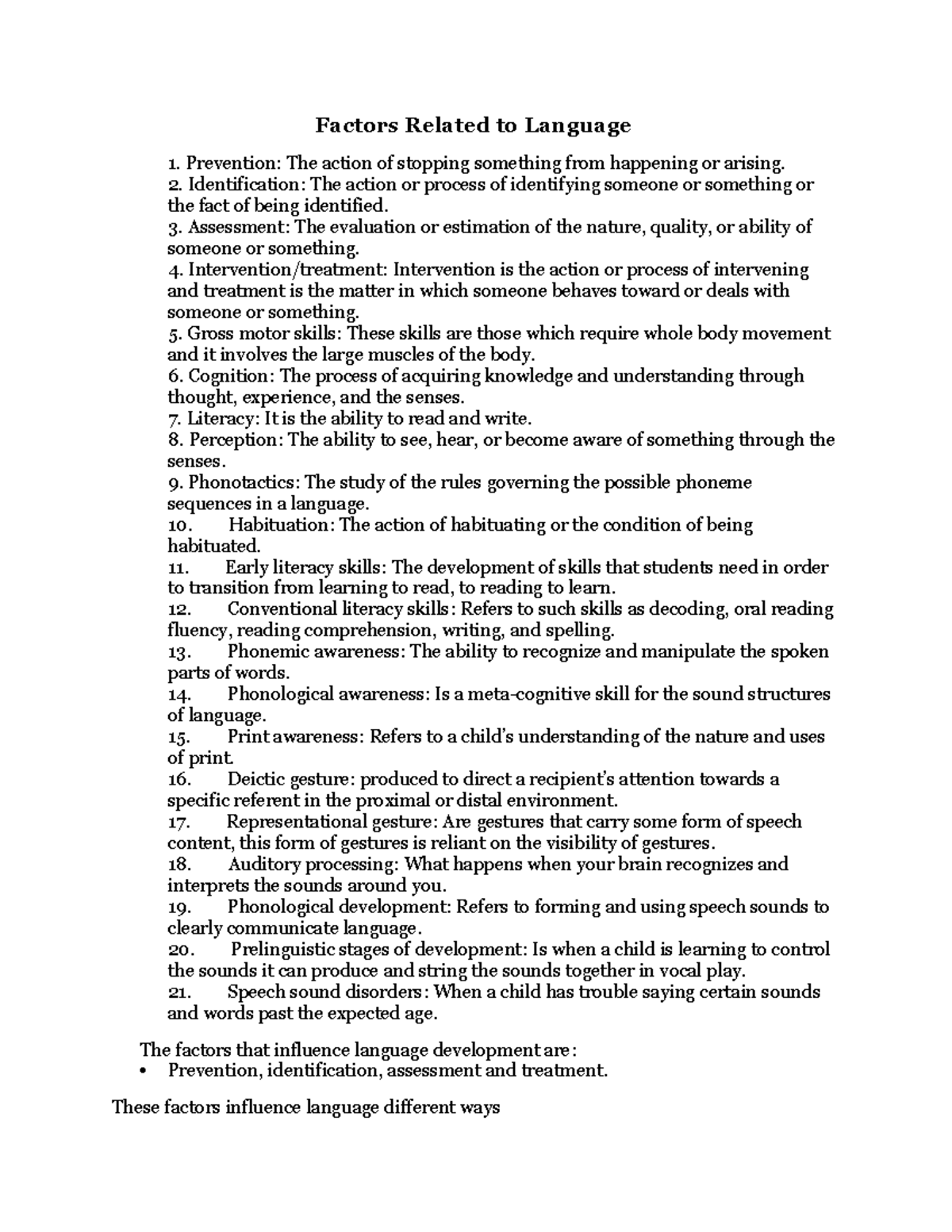 Factors Related to Language - Factors Related to Language Prevention ...