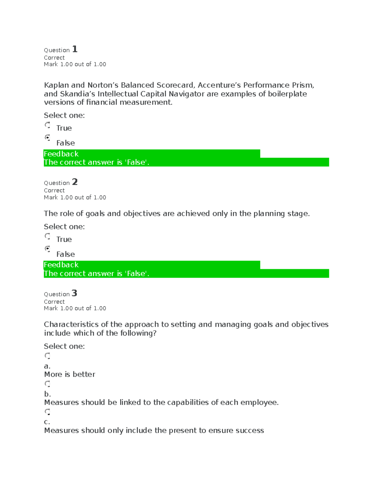 BUS1101 Self-Quiz Unit 6 - Question 1 Correct Mark 1 Out Of 1 Kaplan ...