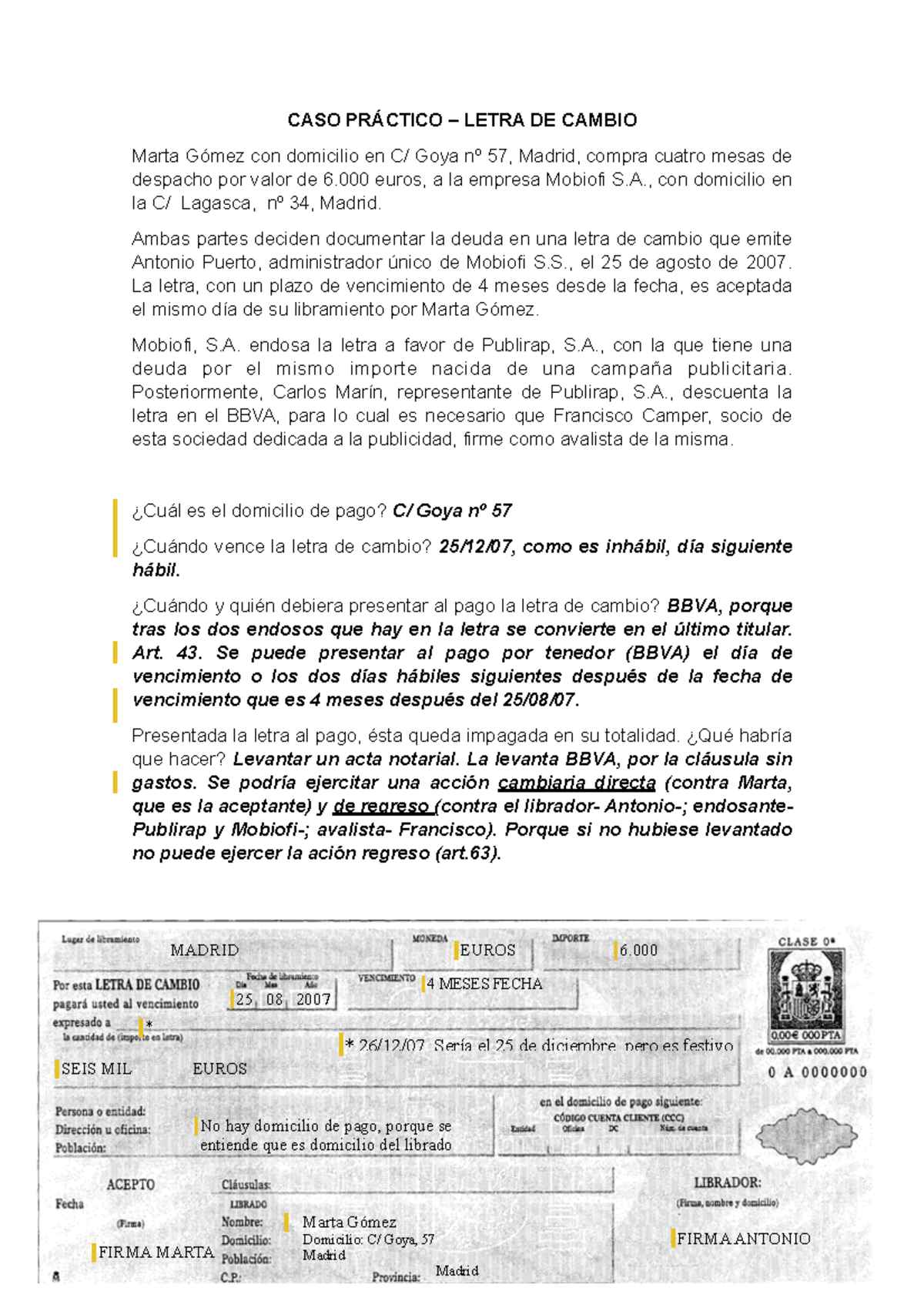 CASO Práctico 2 - Letra De Cambio - CASO PRÁCTICO – LETRA DE CAMBIO ...