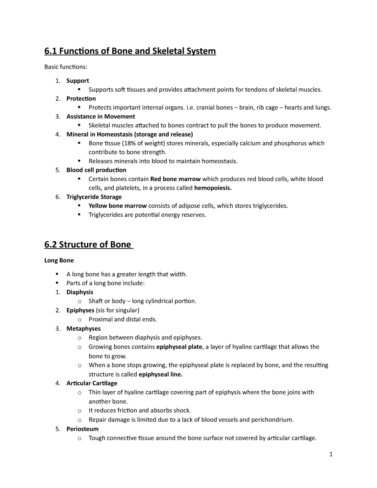 General Anatomy And Physiology Chapter 6