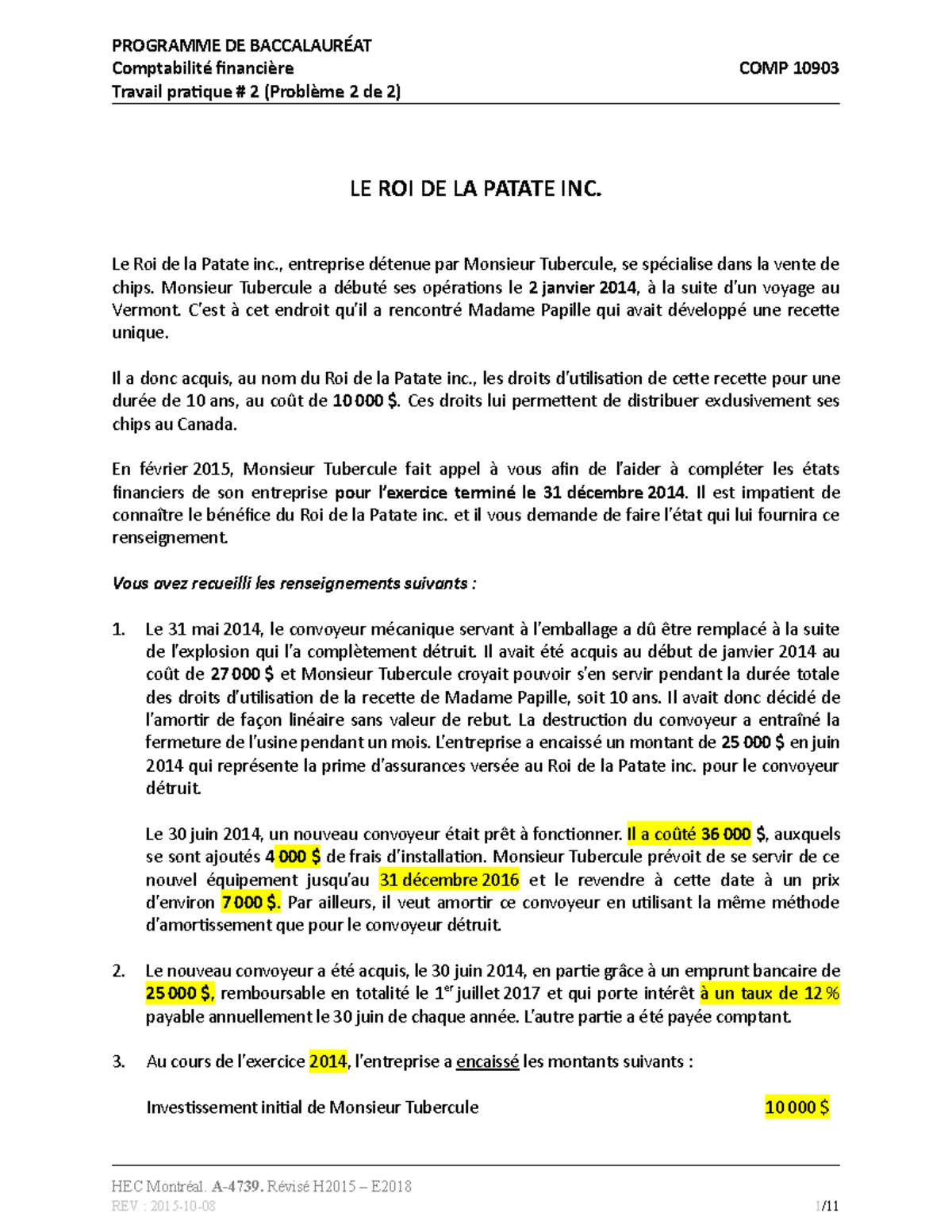 TP2 Exercice 2 - Travail pratique - Comptabilité financière COMP 10903 ...
