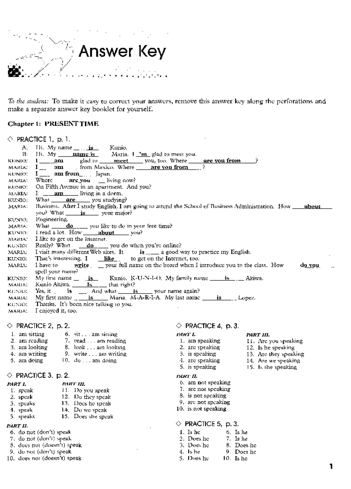 Answers Fundamentals of English Grammar Workbook, 3rd Edition - Answer ...