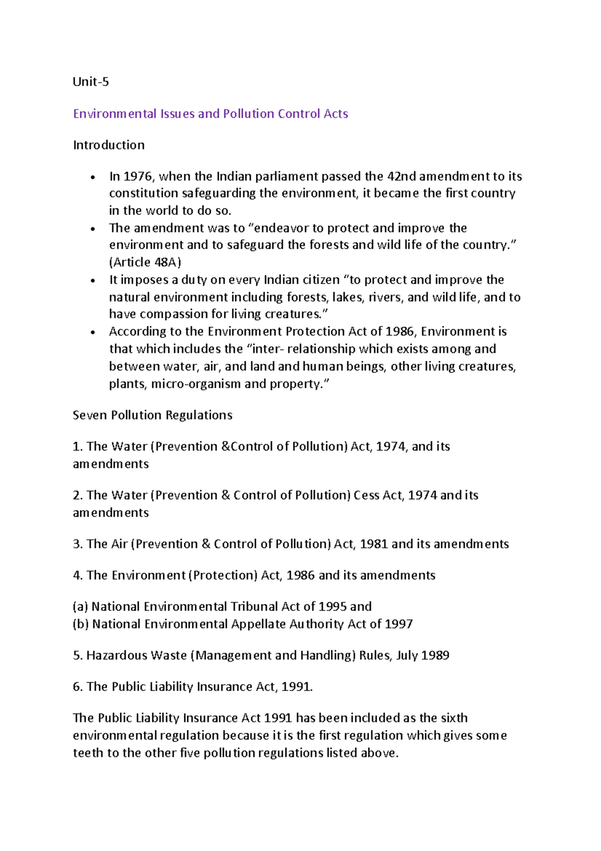Environmental Issues and Green Practices1 Unit Environmental Issues