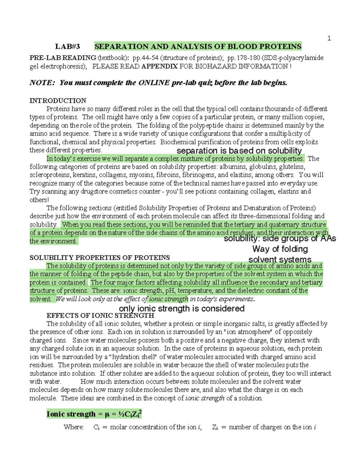 Bio201lab3 - Lab manual about this class cellular biochemistry and ...