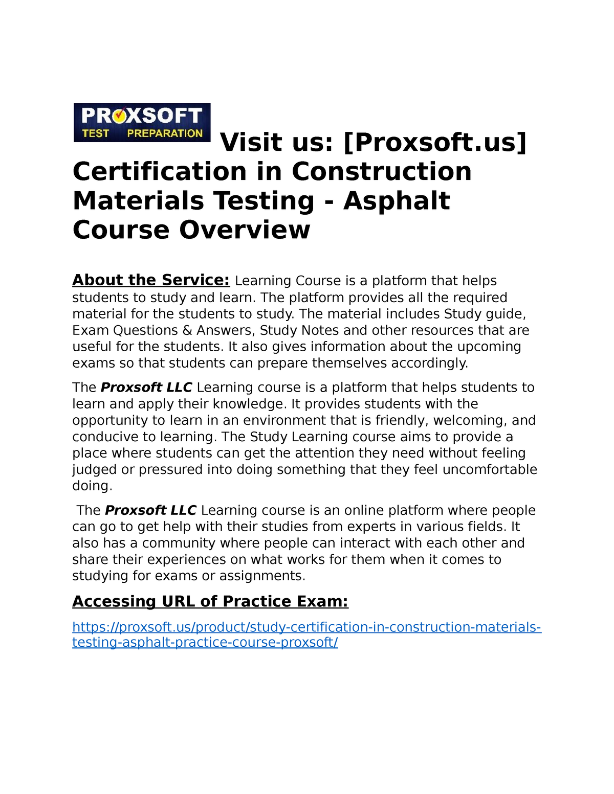 Certification in Construction Materials Testing Asphalt Practice