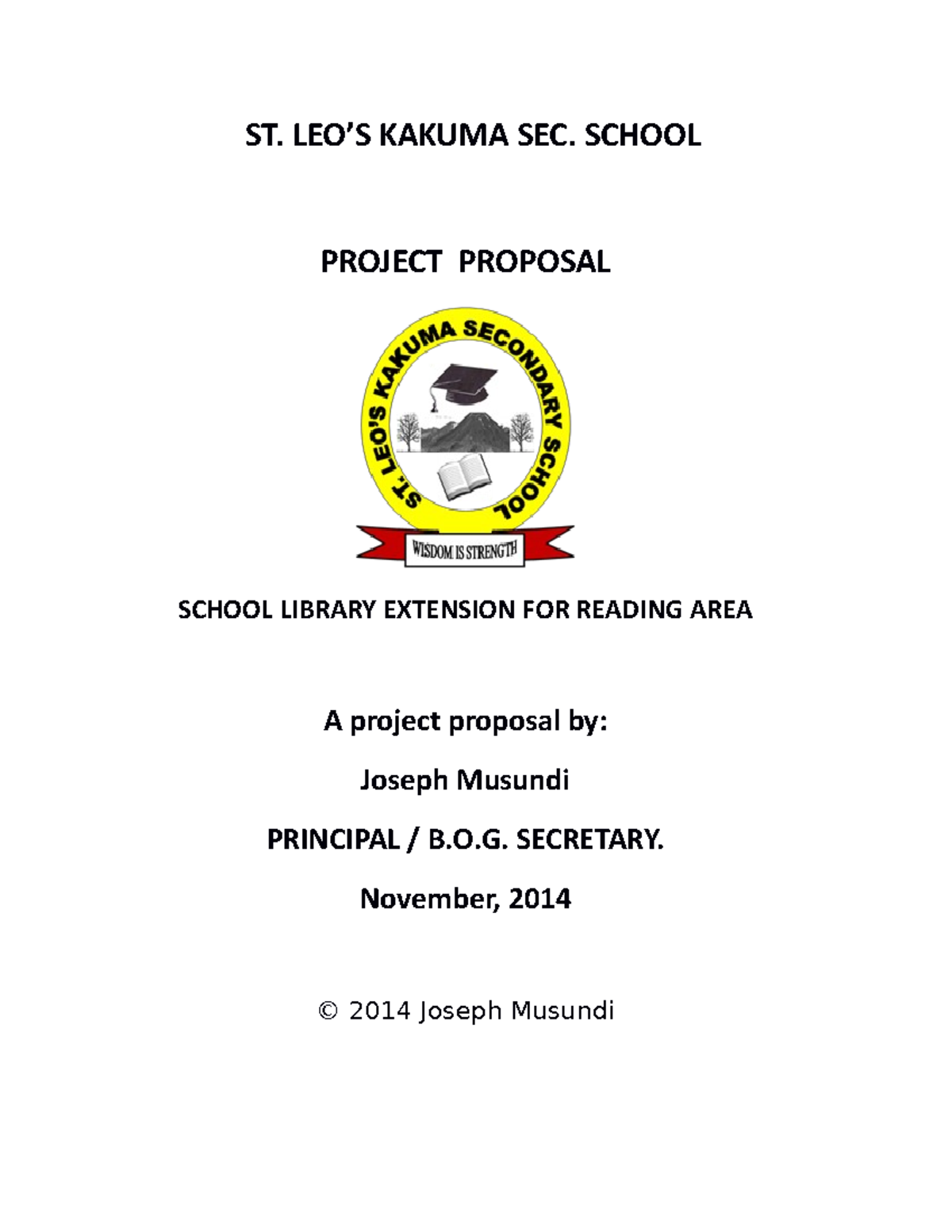 Library Proposal - kenya universities notes - ST. LEO’S KAKUMA SEC ...