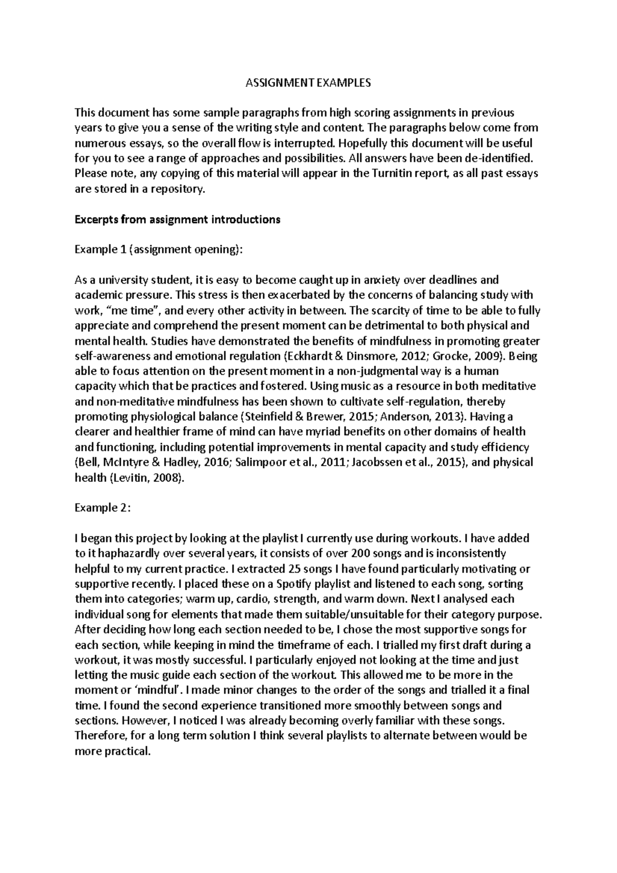 Example assignment-1 - high quality - ASSIGNMENT EXAMPLES This document ...