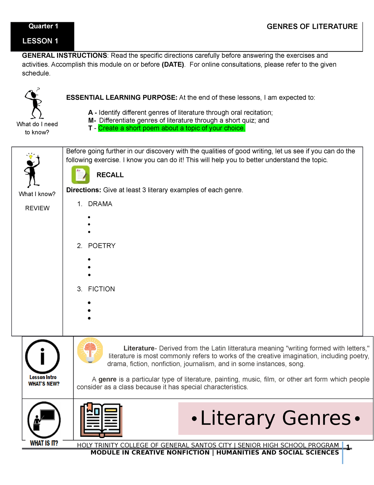 write a brief essay on genres of literature