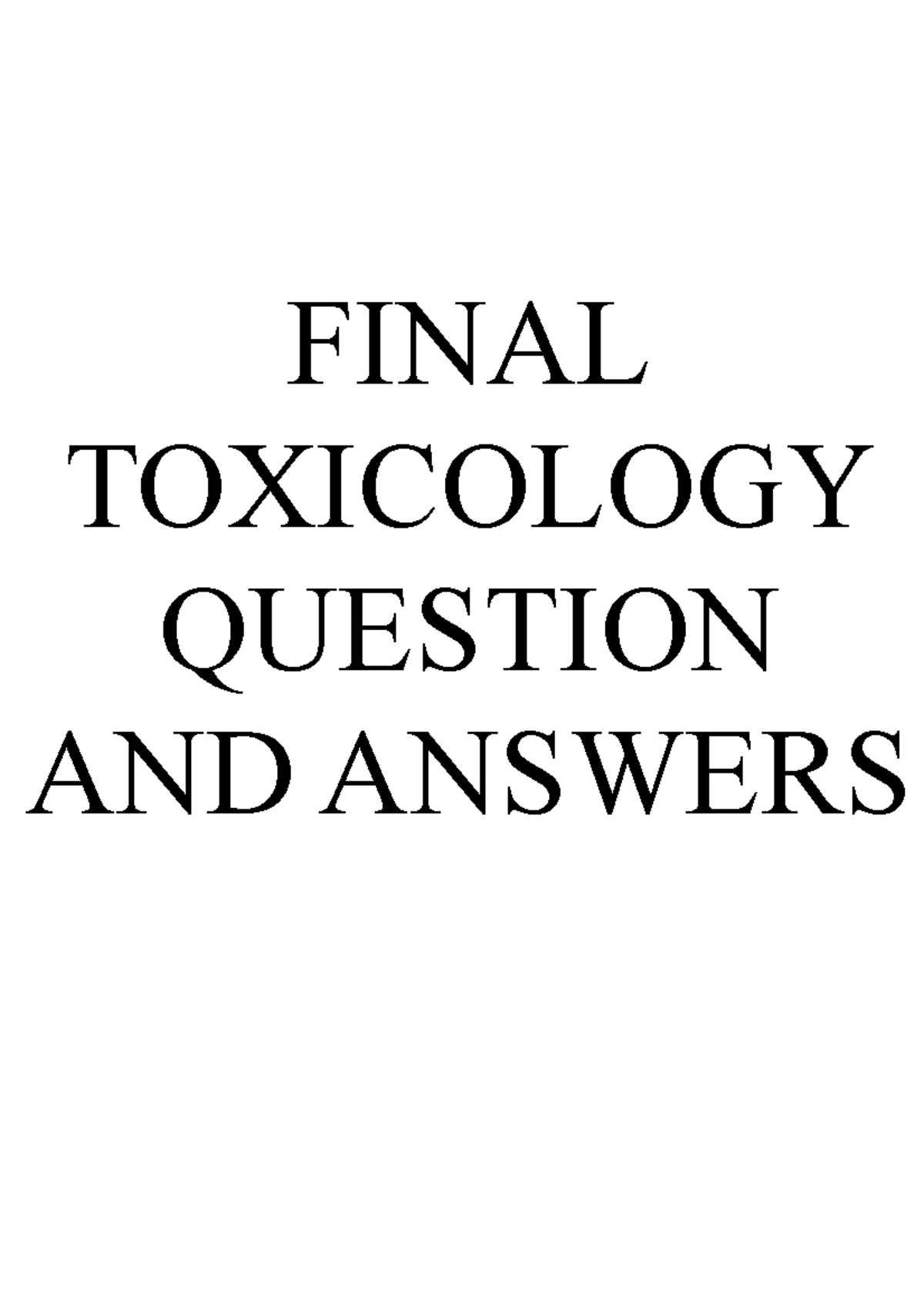 problem solving questions in toxicology