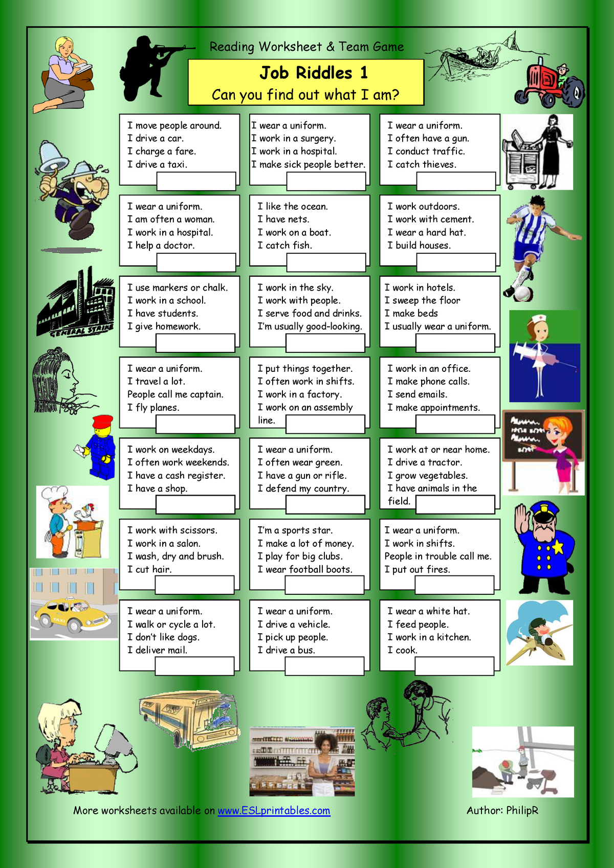 Ingles - Reading Worksheet & Team Game More worksheets available on ...