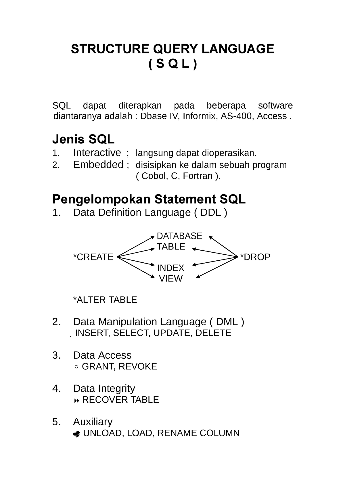 Sbd 7 - Sturcture Query Language Pada Bahasa C Yakni DML Dan DDL ...