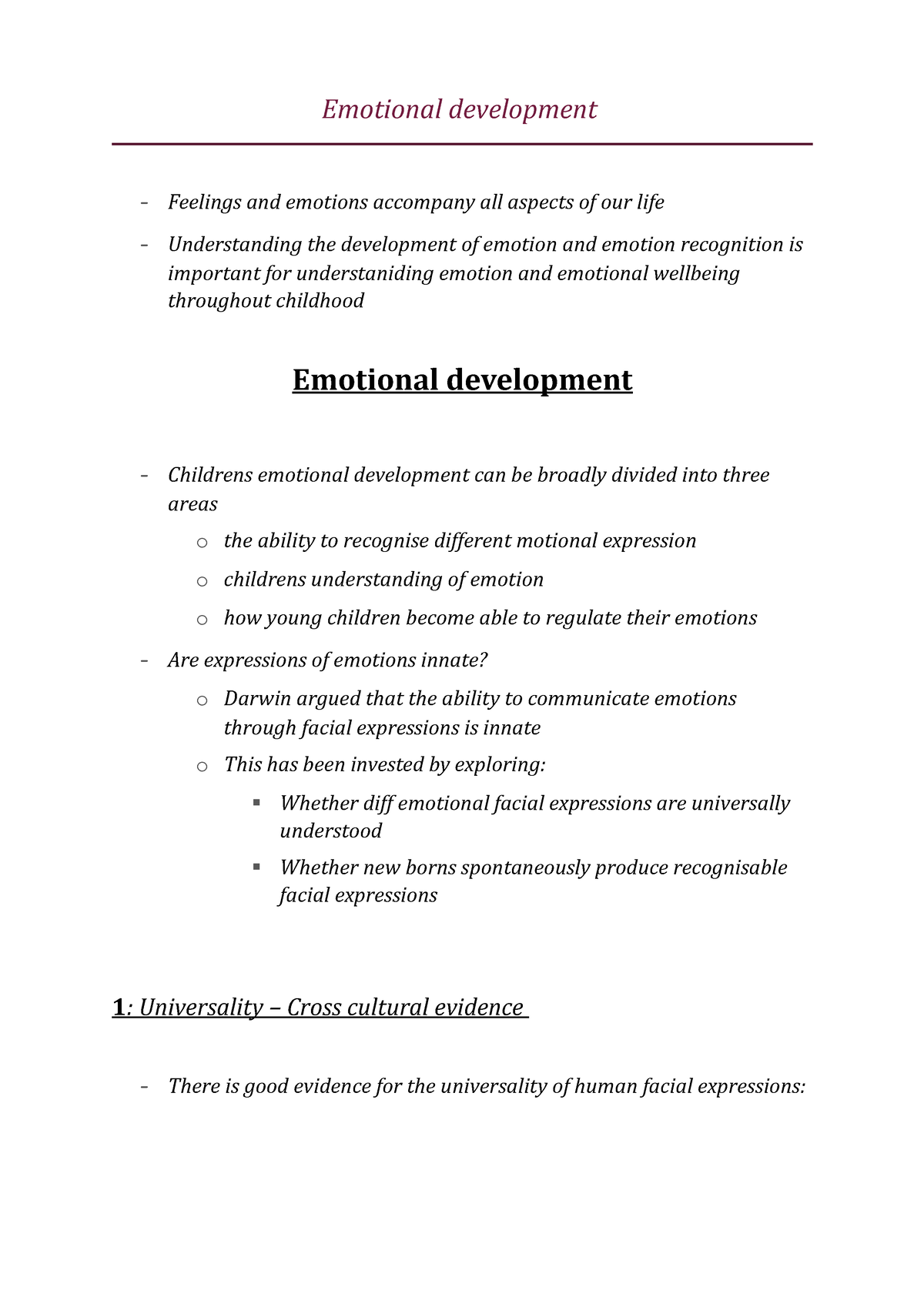 emotional development in psychology essay