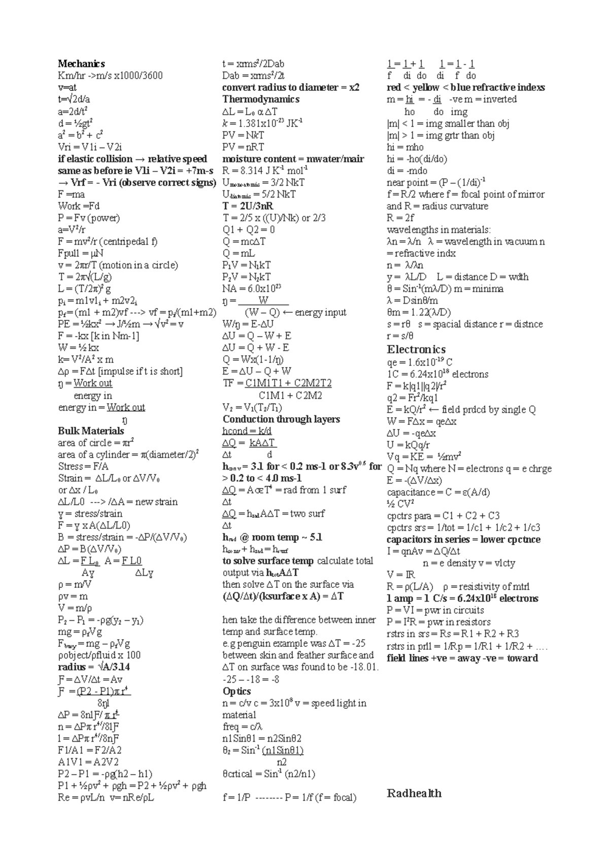 cheat-sheet-final-exam-mechanics-km-hr-m-s-x1000-v-at-t-2d-a-a-2d