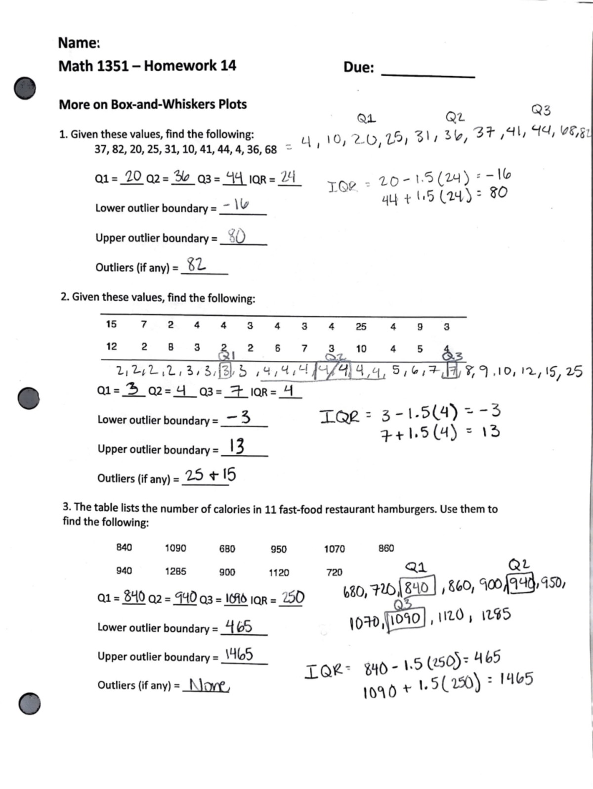 Box and Whiskers Plot Homework - Name: Math 1351 - Homework 14 Due ...