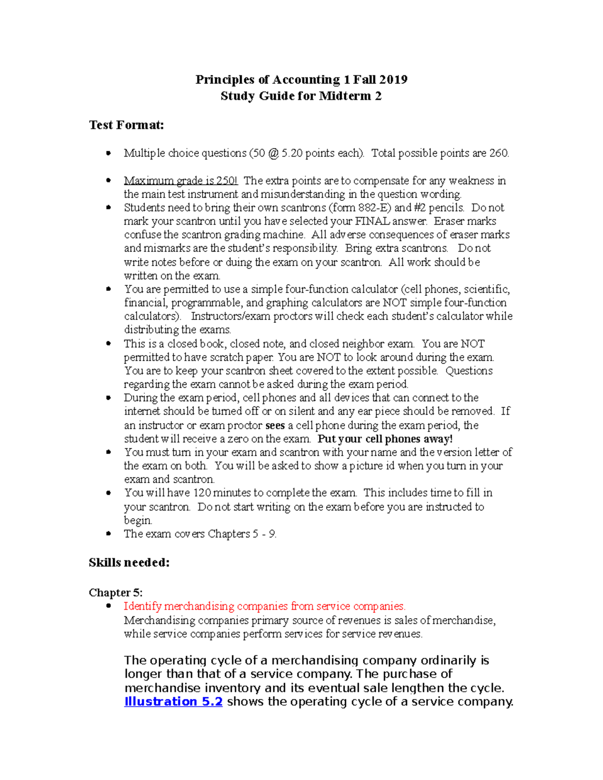 Study Guide Midterm 2 Fall 2019 - Principles of Accounting 1 Fall 2019 ...