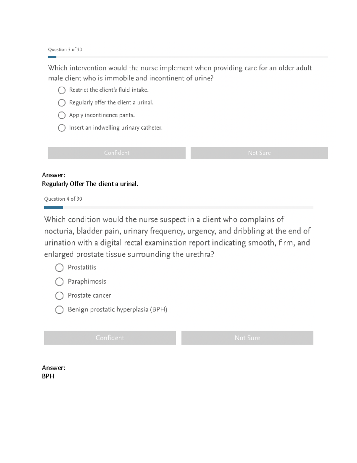 CH 41 Urinary; Practice Test questions Answer Regularly Offer The