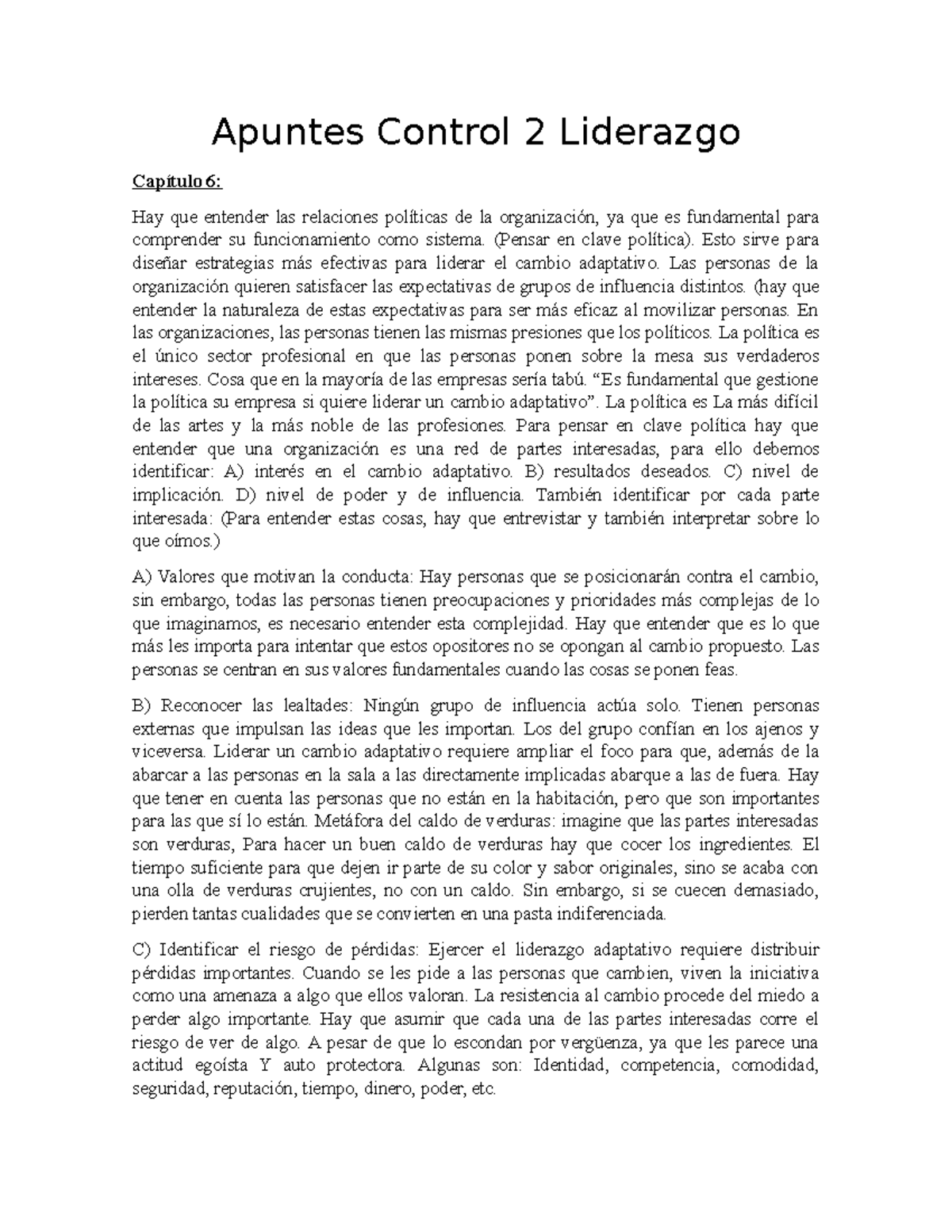 Apuntes Capítulos 6 y 9 Liderazgo - Apuntes Control 2 Liderazgo ...