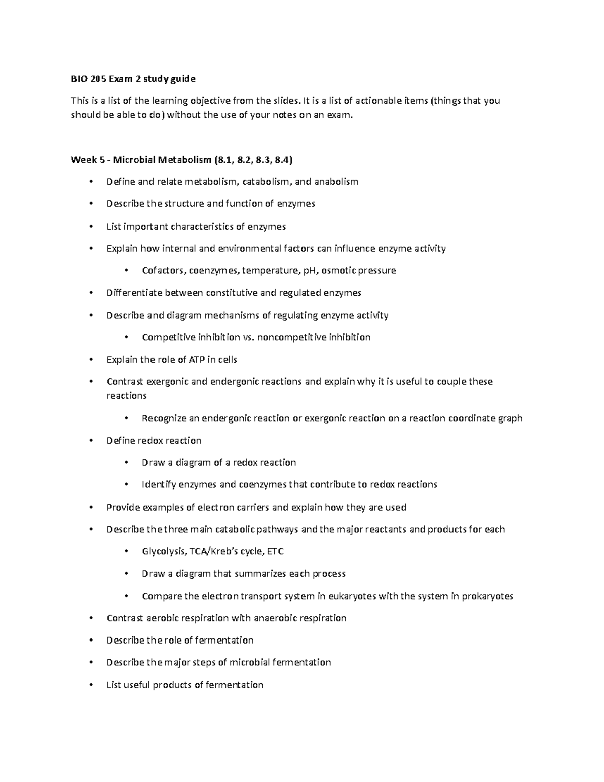 BIO 205 Exam 2 study guide F21 - BIO 205 Exam 2 study guide This is a ...