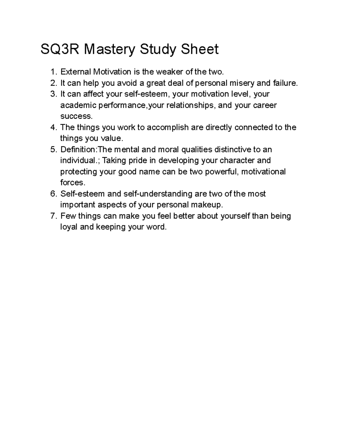 SQ3R Mastery Study Sheet Chapter 2 - SQ3R Mastery Study Sheet External ...