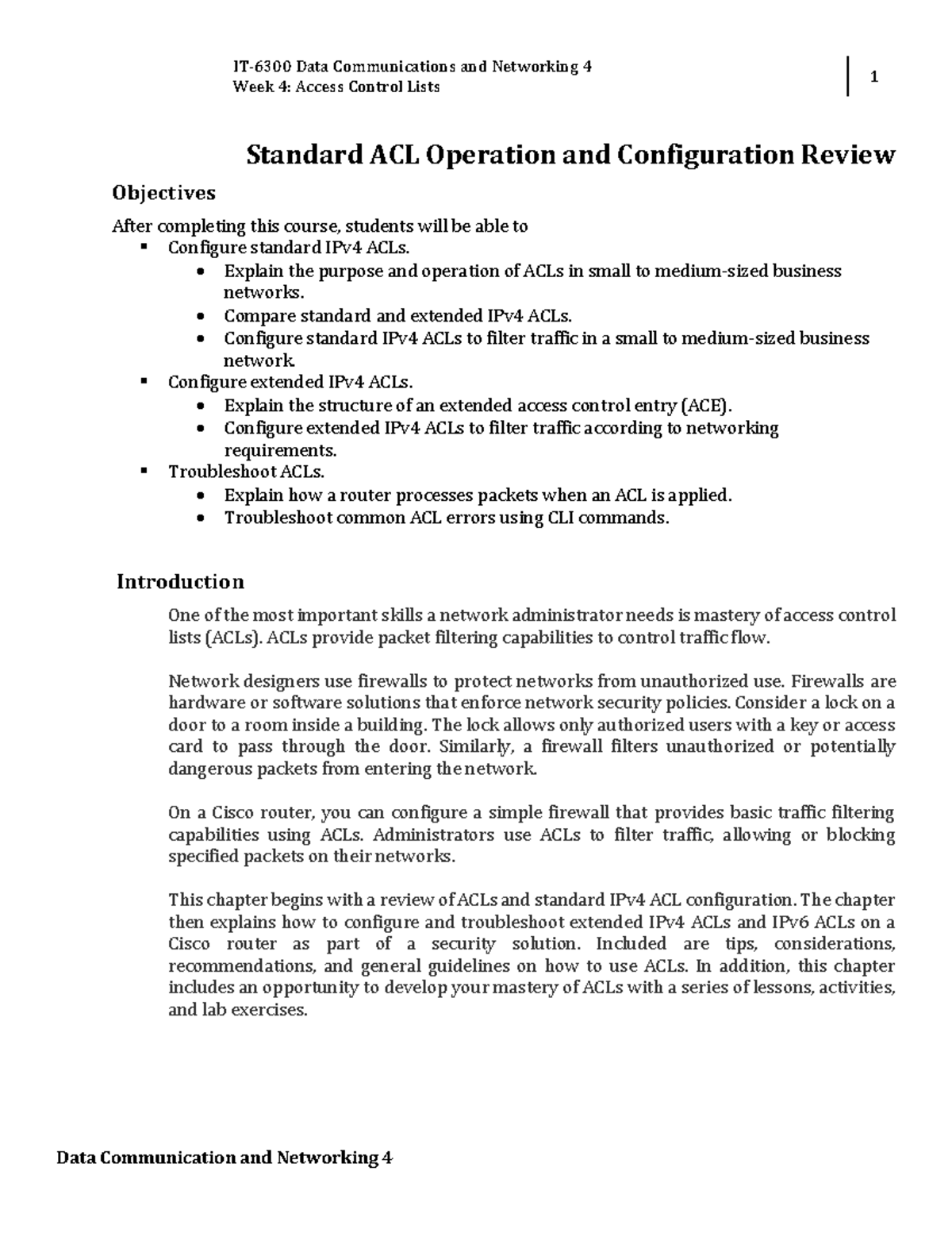Week 4Access Control Lists Module Week 4 Access Control Lists 1