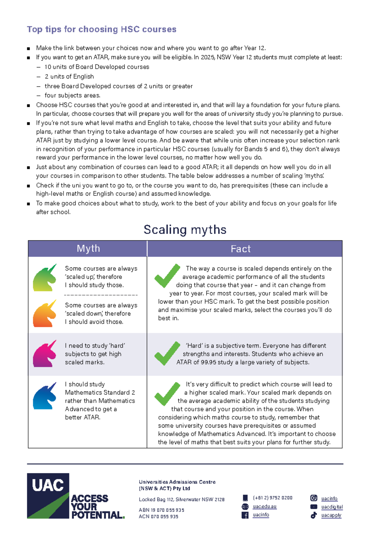 Top tips for choosing hsc courses - Fact Some courses are always ...