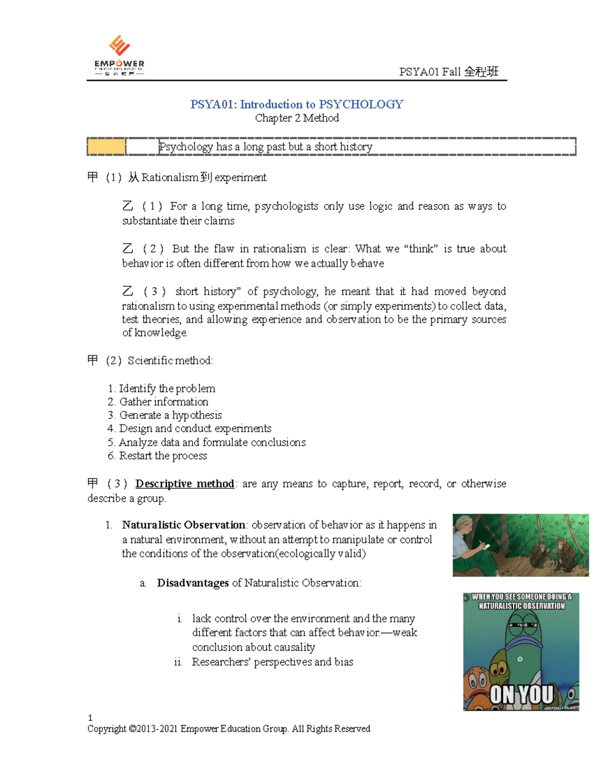 PSYA01 Chapter 2 Notes - PSYA01H3 - U of T - Studocu