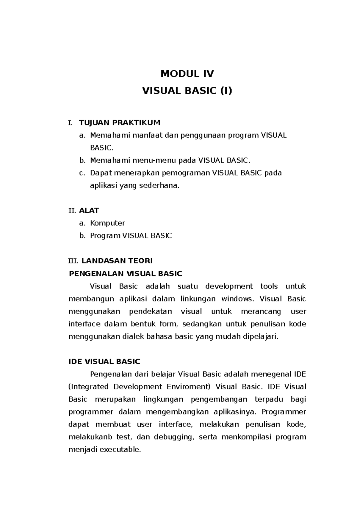 Modul IV VB - Lecture Notes Learning Material About Excel - MODUL IV ...