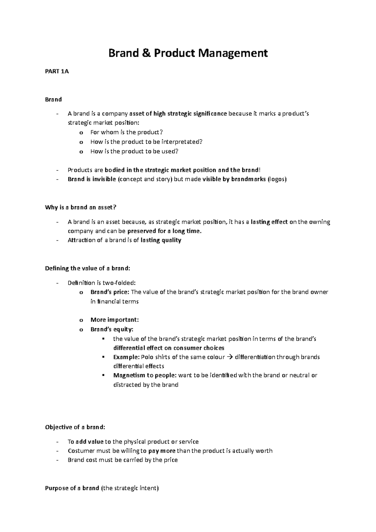 Brand and Product Management Brand & Product Management PART 1A Brand A brand is a company