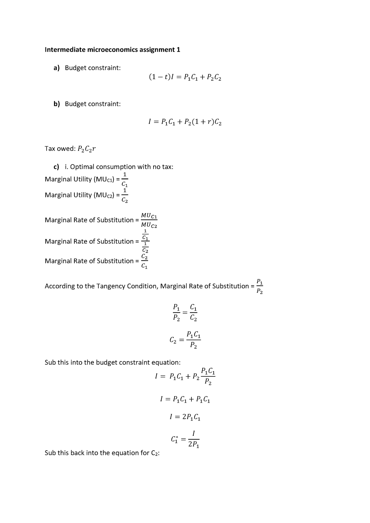 intermediate microeconomics assignment