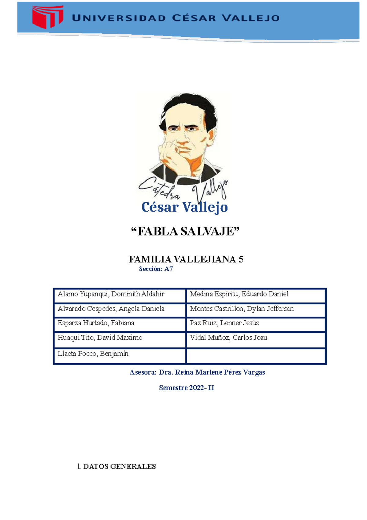 Fabla Salvaje Marco Teórico (1) - César Vallejo “FABLA SALVAJE” FAMILIA ...